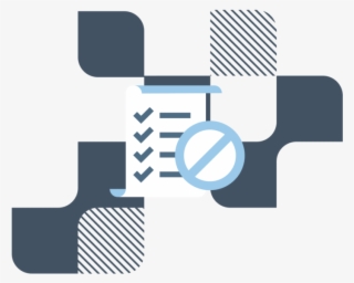 Checklist Icon Behind A Circle With A Line Through - Graphic Design #7808479