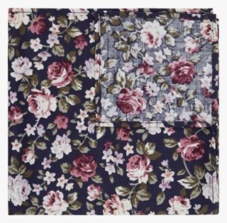 Navy Floral Freddie Floral Pocket Square - Chrysanths #7809359