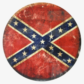 Rebel Flag Weathered - Circular Confederate Flag #7810837