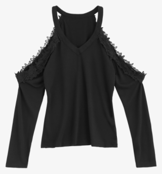 Buy Lace Trim Cold Shoulder Tee - Blouse #7813154