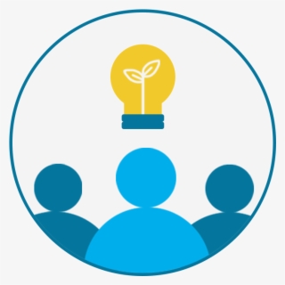 Three People Icons With A Lightbulb Above Them Inside - Circle #7814691