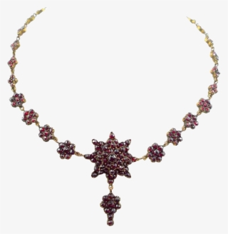 Antique Victorian Era Cut Garnets Necklace Circa - 8 Bit Heart Transparent #7814739