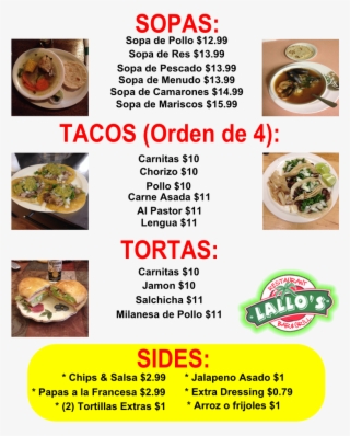 Lallo's Bar & Grill - Mexican Food In Spanish #7815269
