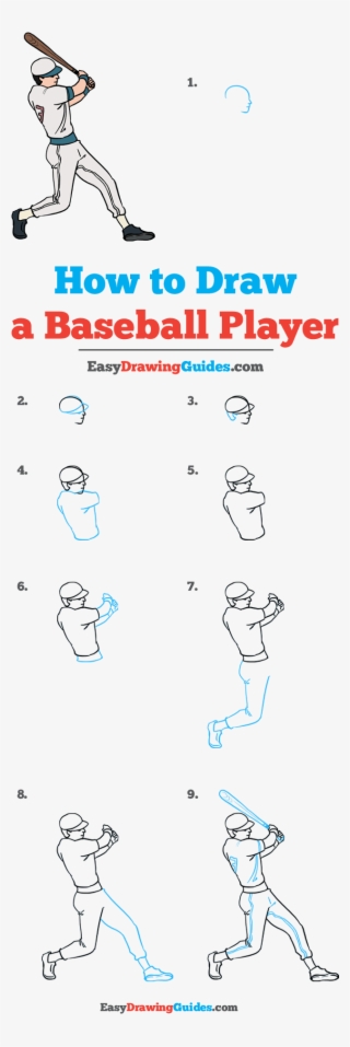 How To Draw Baseball Player - Easy Baseball Player Drawing #7815902