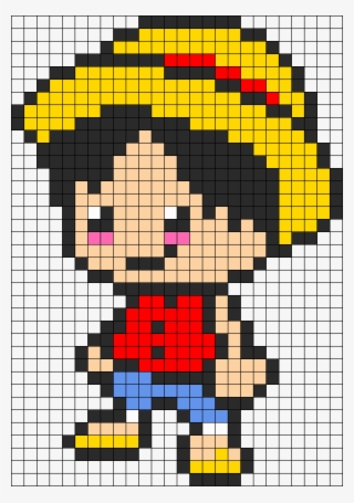 Kandi Patterns For Kandi Cuffs - Monkey D Luffy Pixel Art #7818390
