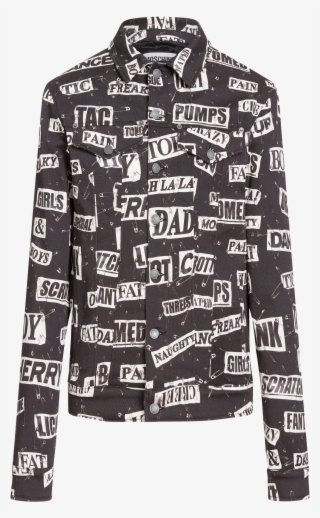 Jacket In Stretch Gabardine With Punk Verbiage Print - Cardigan #7819783