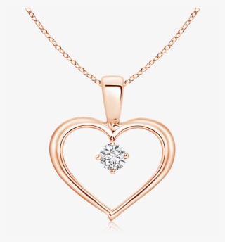 Solitaire Round Lab Grown Diamond Open Heart Pendant - Pendant #7825947