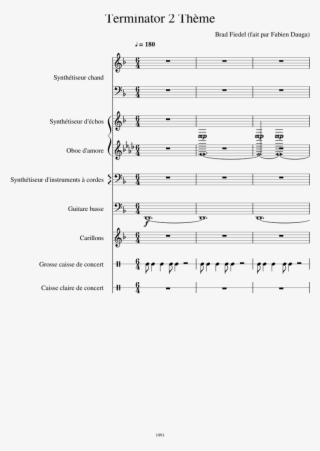 Terminator 2 Thème Sheet Music For Synthesizer, Oboe, - Sheet Music #7826634