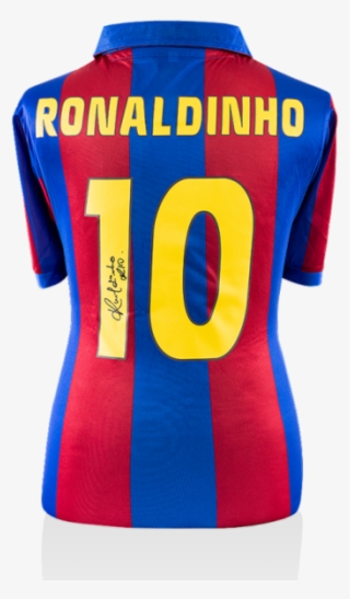 Maillot Domicile Retro Fc Barcelone Dédicacé Par <b>ronaldinho</b> - Sports Jersey #7828037