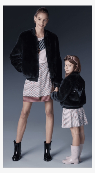 Emporio Armani Girls Navy Faux Fur Jacket - Bomber Eco Pelliccia Armani #7830759