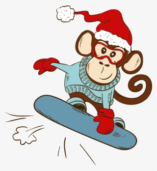 Skiing Snowboarding Art Monkey Transprent - Transparent Snowboarder Clip Art #7830842