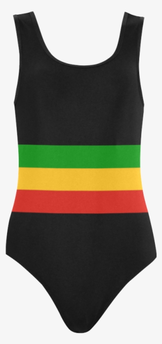 Rastafari Flag Colored Stripes Vest One Piece Swimsuit - Maillot #7830887
