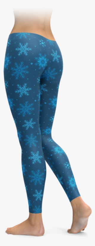 Blue Snowflake Holiday Leggings - Leggings #7831570