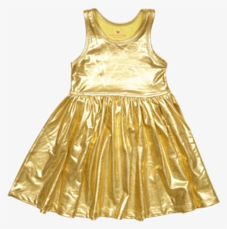 Girls Gold Metallic Sleeveless Dress - Желтое Платье На Прозрачном Фоне #7833698