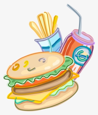 Vector Illustration Of Fast Food Hamburger With French - Contributing Factors Of Childhood Obesity #7834979