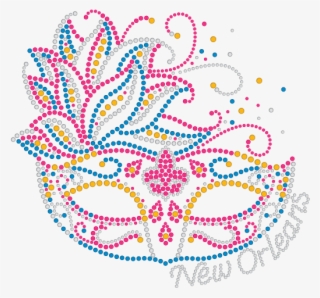 Mardi Gras Rhinestone Mask With Pink And Blue Feathers #7835724