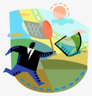 Vector Illustration Of Businessman Chases Elusive Financial #7837843