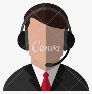 Faceless Wearing Headset Icon - Canva #7848955