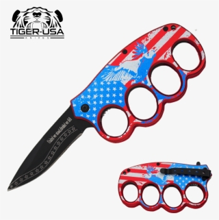 8 Inch Patriotic Eagle U - American Flag Knife Knuckle #7851562