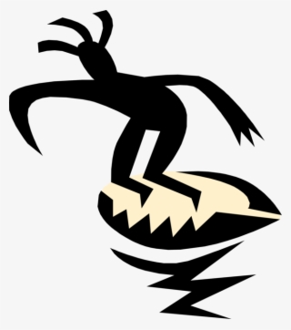 Vector Illustration Of Surfer With Surfboard On Ocean - Bodyboard #7858968