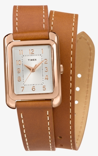 Addison Double Wrap 25mm Leather Strap Watch Rose Gold - Womens Double Strap Watch #7859888