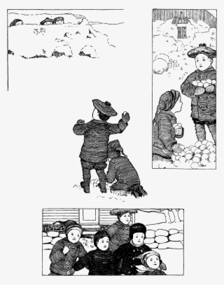 Vintage Winter Snow Snowball Fight Children Child Free - Cartoon #7862000