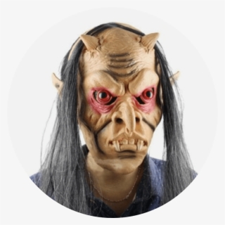 Grey Hair Toothy Zombie Mask - Horror Ghost #7866622