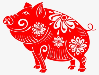 Lovely Fortune Paper Cut Pig 2019 Vector - Chinese Paper Cutting Pig #7869561