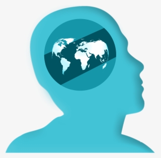 Icon Head Profile Globe Transparent Image - World Map Blue And White #7870170