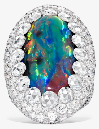 Opal Ring With White Diamonds Rose Cut - Diamond #7874352