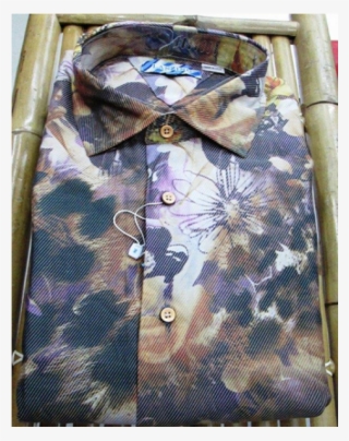 Lanzino -grey Black Floral Print Shirt - Button #7876446