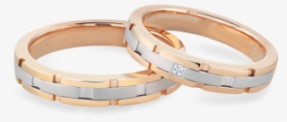 A Pair Of Wedding Rings With Diamond And Non-diamond - Bangle #7887186