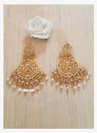 Huge Dangling Kundan And Pearl Earrings - Earrings #7895647