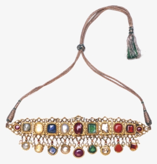 Bhagat Navratna Choker Necklace Gems Jewelry, India - Amrapali Navratan Choker Necklace Set #7895792