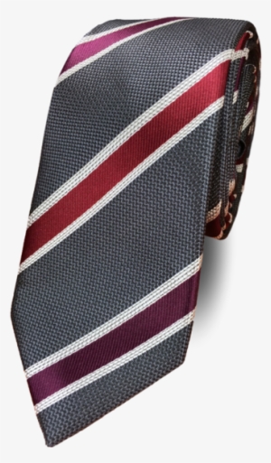 Black Tie Silk Tie Tie Grey Stripe - Silver #790708