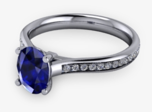 Oval Sapphire Commitment Ring With Accent Set Shoulders - Ring #791121