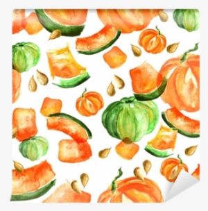 The Pattern Of A Set Of Gourd, Pumpkin Pieces, Watercolors - Wallpaper #794786