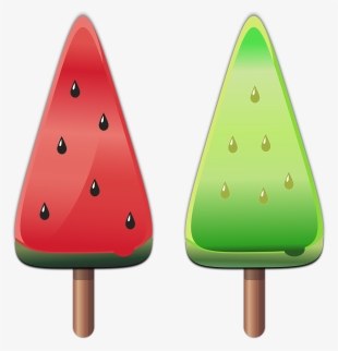 Ice, Melon, Summer, Sweets, Water Ice, Red, Green - Melon Popsicles Clipart #794857