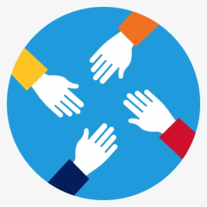 Icon Showing Four Hands Reaching Into Center - Team Work Vector Png #795557
