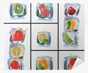 Collection Of Ice Cubes With Frozen Fruits Poster • - Collection Of Ice Cubes With Frozen Shower Curtain #797691