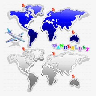 Air Plane Travel Around The World - World Map Tapestry Black And White #7906603