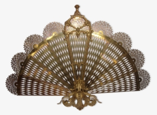 Firewall Brass Louis Xvi Model Peacock Tail - Fire Screen #7908962