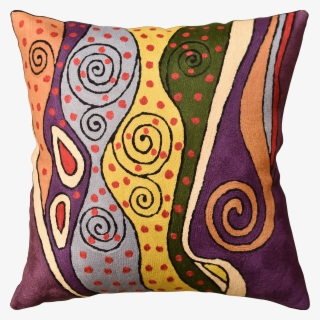 Klimt Purple Night Sky Ii Accent Pillow Cover Handembroidered - Cushion #7912542