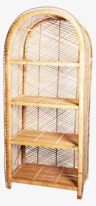 Vintage Boho Chic Wicker Bookcase With Dome - Shelf #7914987