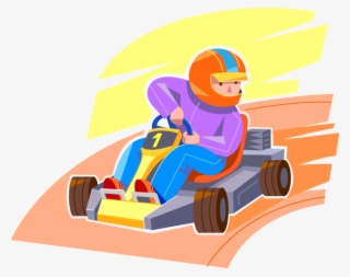 Clip Art Library Stock Boy Races Go Cart Motorized - Cartoon #7916381
