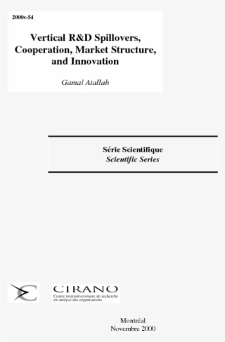 Vertical R&d Spillovers, Cooperation, Market Structure, - Document #7917430