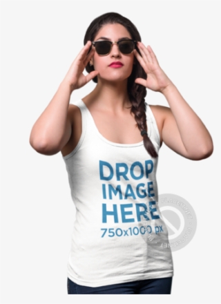 Png Mockup Of A Young Woman Wearing A Tank Top And - Girl #7919762