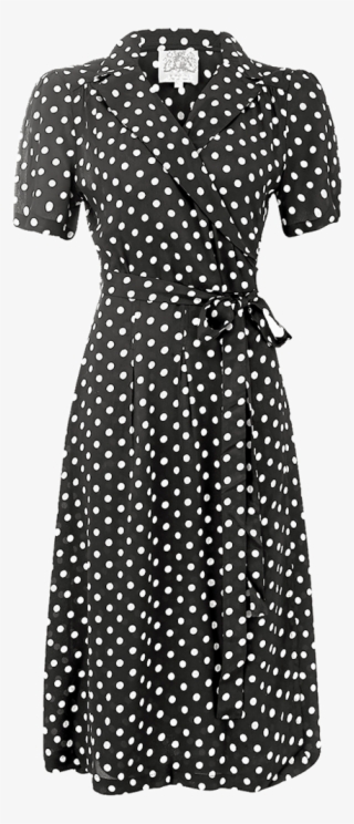 "peggy" Wrap Dress In Black With White Polka Dot, Classic - Vestidos De Lunares Para Damas #7923531