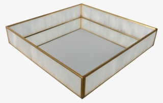 Milk Glass And Brass Box - Wood #7928715