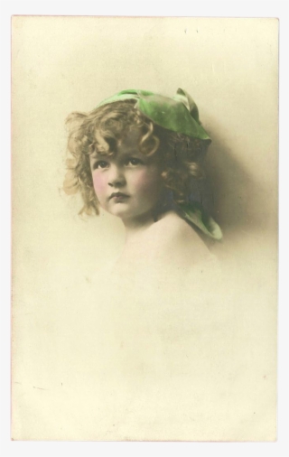 Vintage Tinted Photo Postcard Of Blonde Girl With Green - Girl #7932044